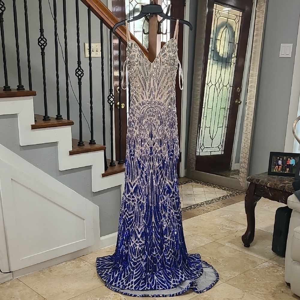 Jovani Silver and Purple Sequin Prom Dress - Picture 7 of 15